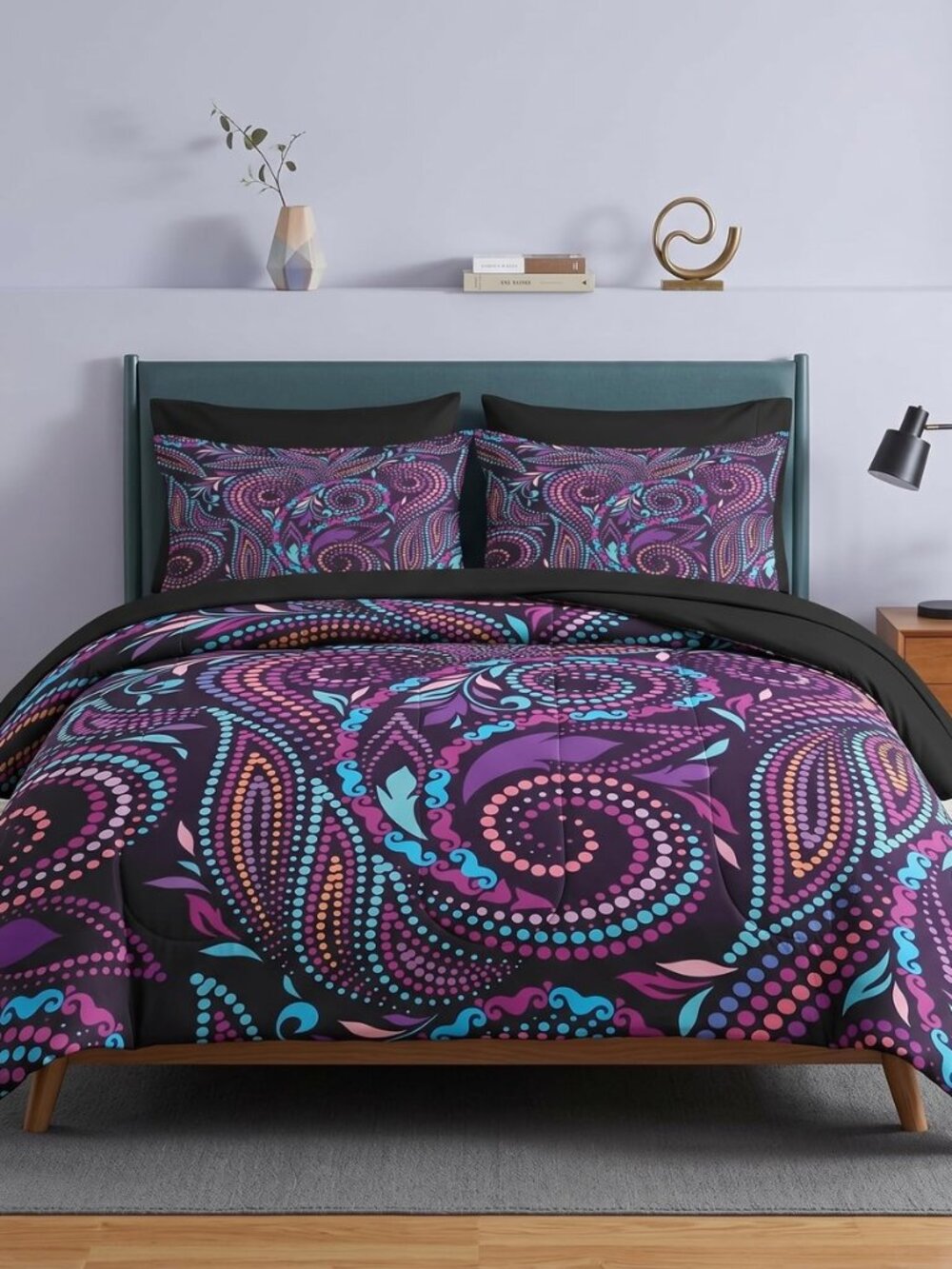 King Comforter Set with Sheets, 7 Pieces Bohemian Mandala Bedding